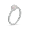 Thumbnail Image 3 of Lab-Created Opal and 0.04 CT. T.W. Diamond Tri-Sides Ring in Sterling Silver