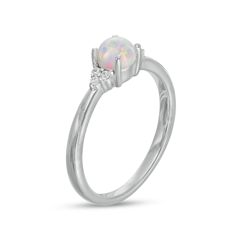 Main Image 3 of Lab-Created Opal and 0.04 CT. T.W. Diamond Tri-Sides Ring in Sterling Silver