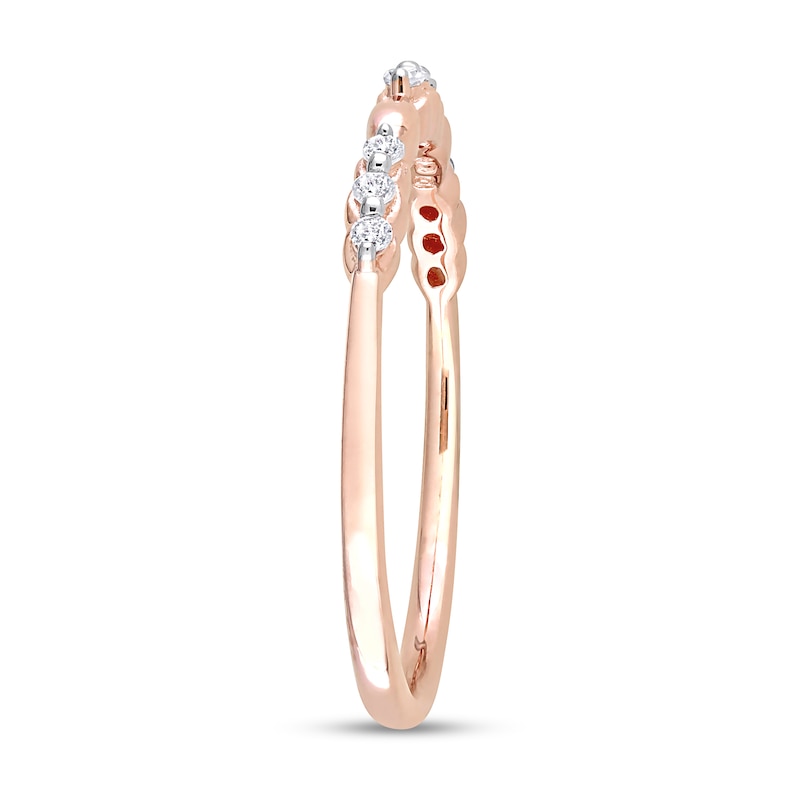 Main Image 3 of 0.09 CT. T.W. Diamond Trio Station Promise Ring in Sterling Silver with Rose Rhodium
