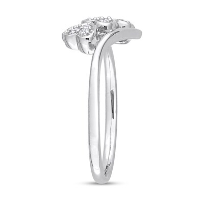 0.09 CT. T.W. Composite Diamond Heart Trio Promise Ring in Sterling Silver