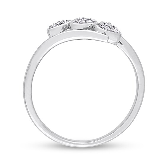 0.09 CT. T.W. Composite Diamond Heart Trio Promise Ring in Sterling Silver