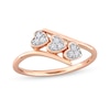 Thumbnail Image 1 of 0.09 CT. T.W. Composite Diamond Heart Trio Promise Ring in Sterling Silver with Rose Rhodium