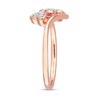 Thumbnail Image 3 of 0.09 CT. T.W. Composite Diamond Heart Trio Promise Ring in Sterling Silver with Rose Rhodium