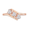 Thumbnail Image 3 of 0.09 CT. T.W. Composite Diamond Heart Trio Promise Ring in Sterling Silver with Rose Rhodium