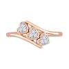 Thumbnail Image 4 of 0.09 CT. T.W. Composite Diamond Heart Trio Promise Ring in Sterling Silver with Rose Rhodium