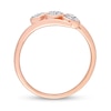 Thumbnail Image 5 of 0.09 CT. T.W. Composite Diamond Heart Trio Promise Ring in Sterling Silver with Rose Rhodium