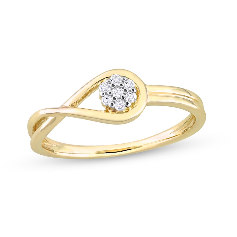 Main Image 1 of 0.07 CT. T.W. Composite Diamond Loop Promise Ring in Sterling Silver with Yellow Rhodium