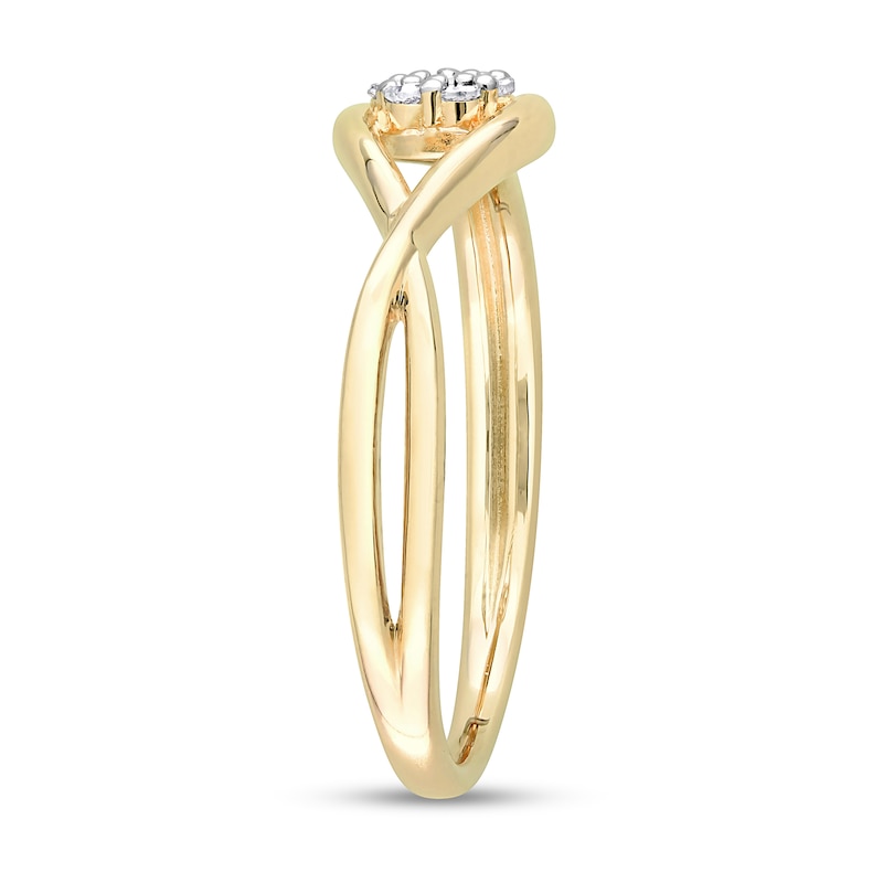 Main Image 3 of 0.07 CT. T.W. Composite Diamond Loop Promise Ring in Sterling Silver with Yellow Rhodium