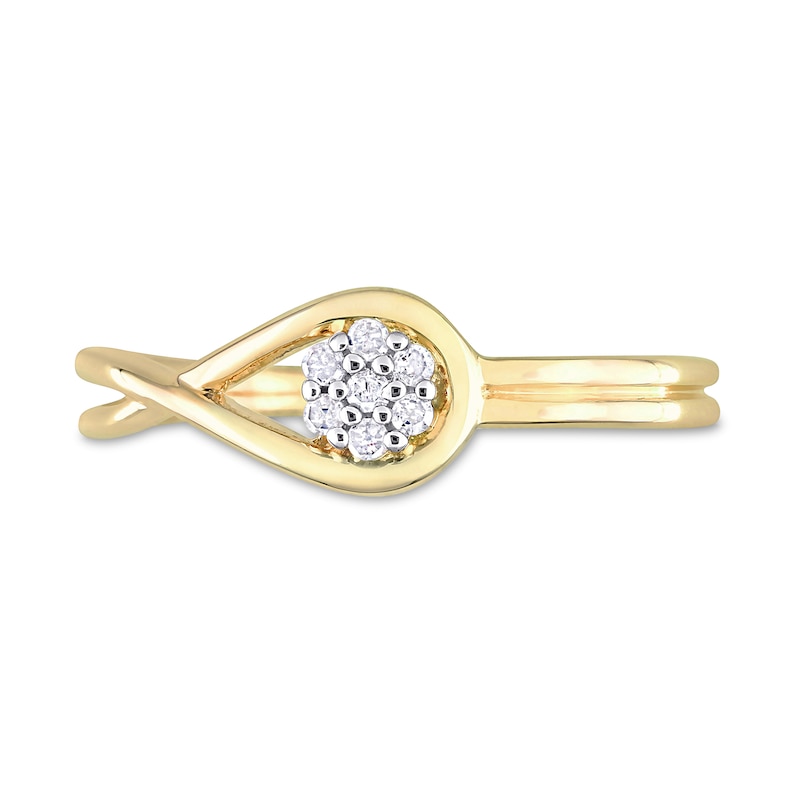 Main Image 4 of 0.07 CT. T.W. Composite Diamond Loop Promise Ring in Sterling Silver with Yellow Rhodium