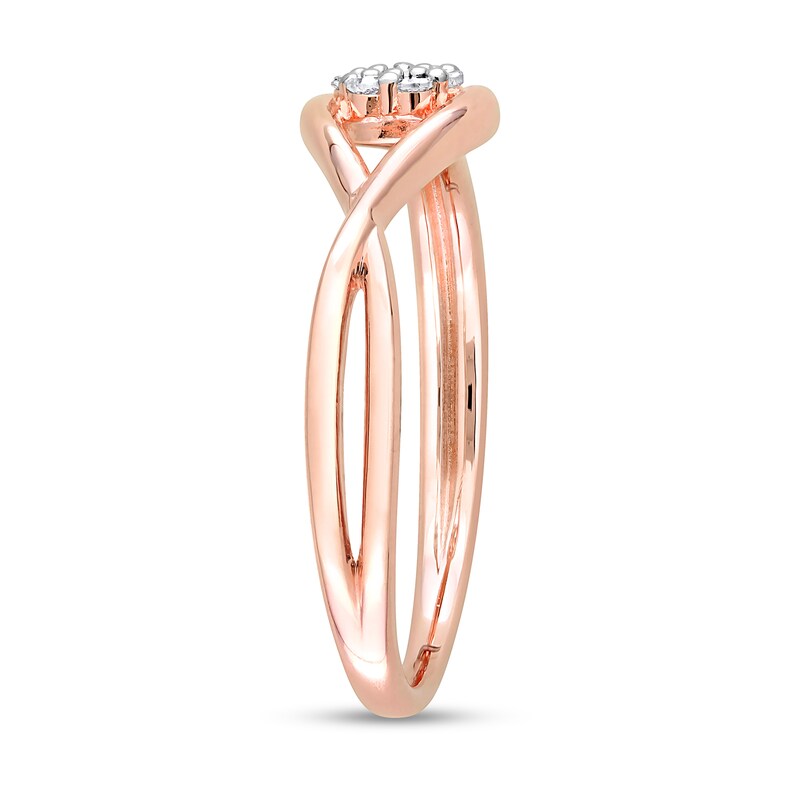Main Image 3 of 0.07 CT. T.W. Composite Diamond Loop Promise Ring in Sterling Silver with Rose Rhodium