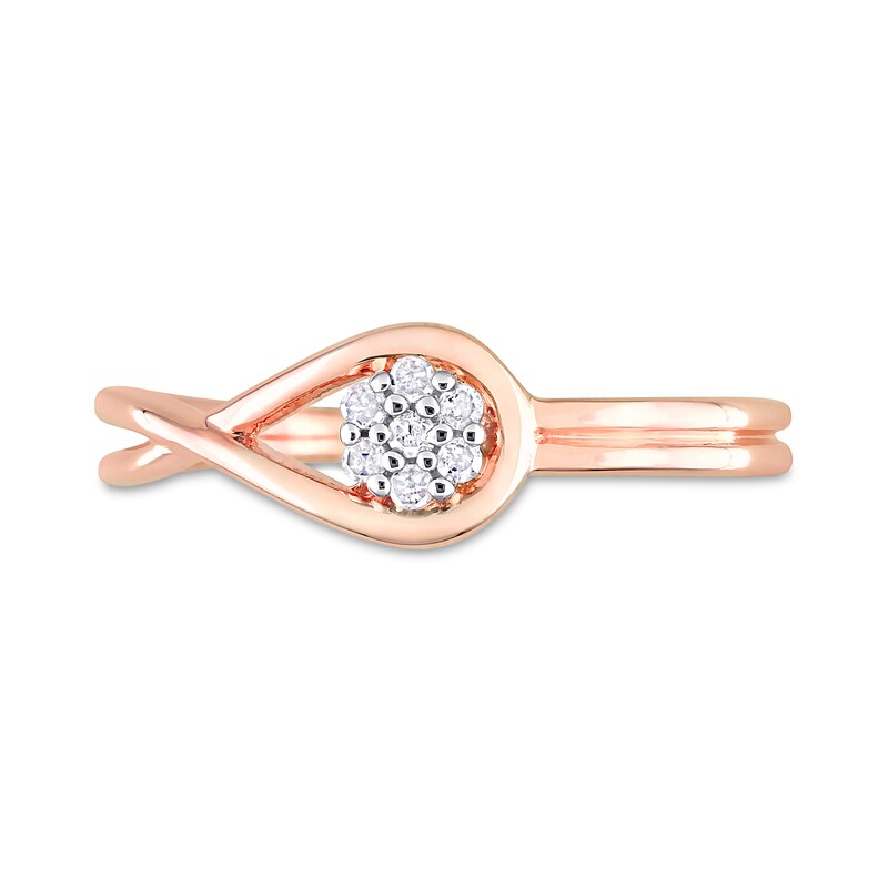 Main Image 4 of 0.07 CT. T.W. Composite Diamond Loop Promise Ring in Sterling Silver with Rose Rhodium