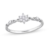 Thumbnail Image 1 of 0.09 CT. T.W. Diamond Flower Infinity Shank Promise Ring in Sterling Silver