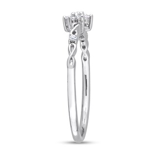 0.09 CT. T.W. Diamond Flower Infinity Shank Promise Ring in Sterling Silver