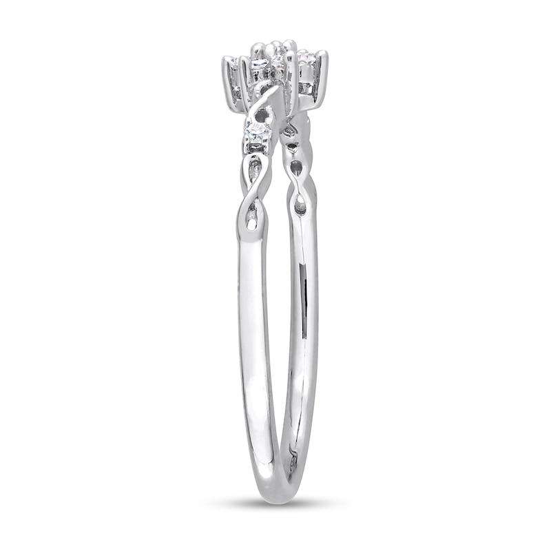 Main Image 3 of 0.09 CT. T.W. Diamond Flower Infinity Shank Promise Ring in Sterling Silver