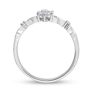 0.09 CT. T.W. Diamond Flower Infinity Shank Promise Ring in Sterling Silver