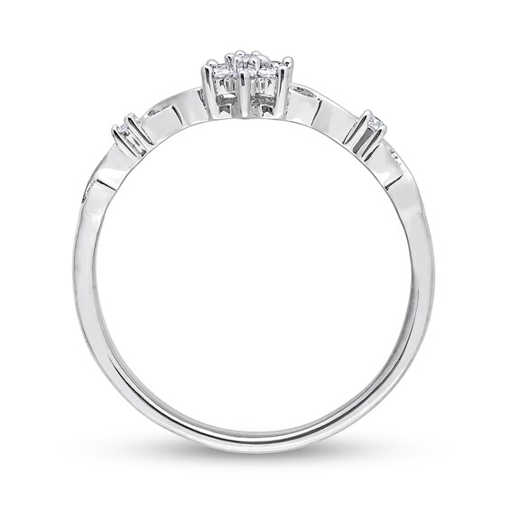 0.09 CT. T.W. Diamond Flower Infinity Shank Promise Ring in Sterling Silver
