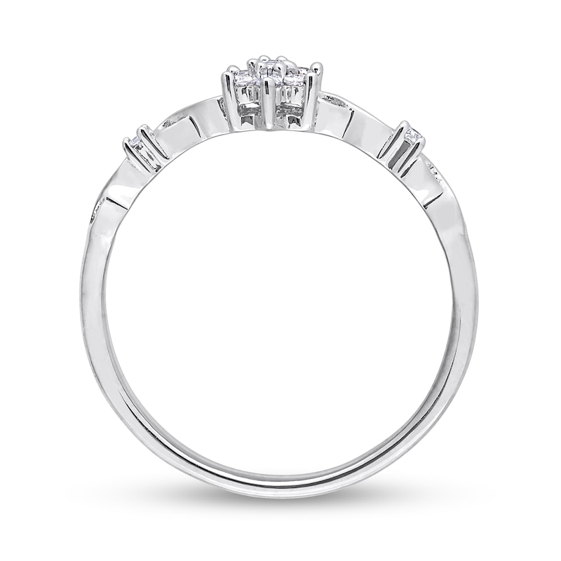 Main Image 5 of 0.09 CT. T.W. Diamond Flower Infinity Shank Promise Ring in Sterling Silver
