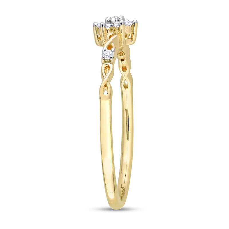 Main Image 3 of 0.09 CT. T.W. Diamond Flower Infinity Shank Promise Ring in Sterling Silver with Yellow Rhodium
