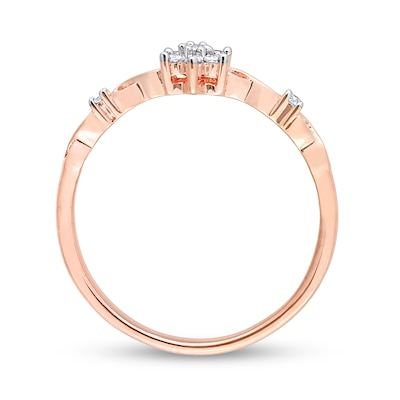 0.09 CT. T.W. Diamond Flower Infinity Shank Promise Ring in Sterling Silver with Rose Rhodium