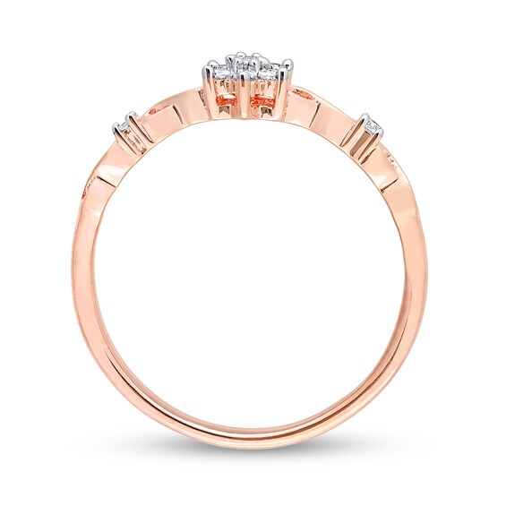 0.09 CT. T.W. Diamond Flower Infinity Shank Promise Ring in Sterling Silver with Rose Rhodium