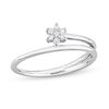 Thumbnail Image 1 of 0.07 CT. T.W. Diamond Flower Promise Ring in Sterling Silver