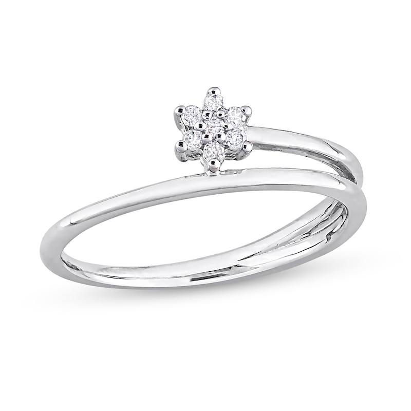 0.07 CT. T.W. Diamond Flower Promise Ring in Sterling Silver