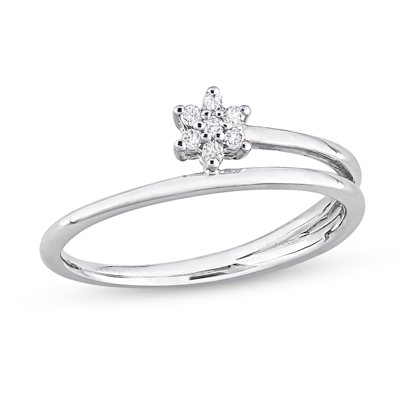 0.07 CT. T.W. Diamond Flower Promise Ring in Sterling Silver|Peoples Jewellers