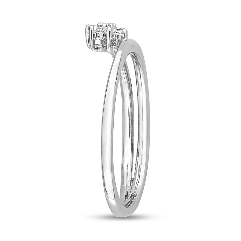 Main Image 3 of 0.07 CT. T.W. Diamond Flower Promise Ring in Sterling Silver