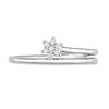 Thumbnail Image 4 of 0.07 CT. T.W. Diamond Flower Promise Ring in Sterling Silver