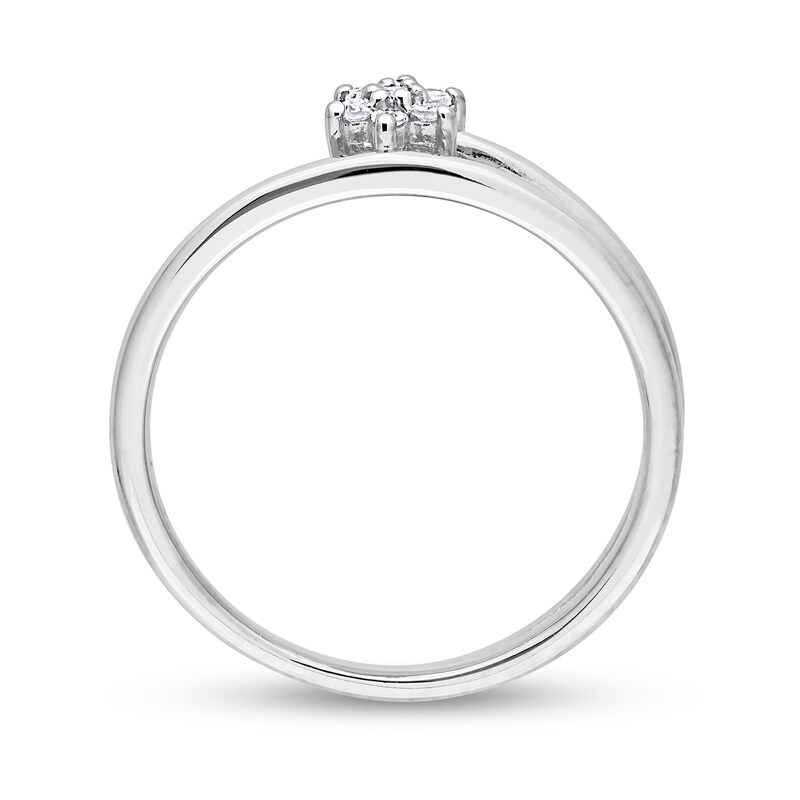 Main Image 5 of 0.07 CT. T.W. Diamond Flower Promise Ring in Sterling Silver