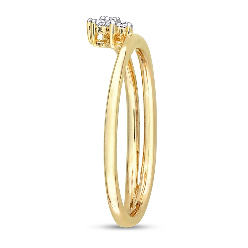 Main Image 3 of 0.07 CT. T.W. Diamond Flower Promise Ring in Sterling Silver with Yellow Rhodium