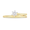 Thumbnail Image 4 of 0.07 CT. T.W. Diamond Flower Promise Ring in Sterling Silver with Yellow Rhodium
