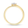 Thumbnail Image 5 of 0.07 CT. T.W. Diamond Flower Promise Ring in Sterling Silver with Yellow Rhodium