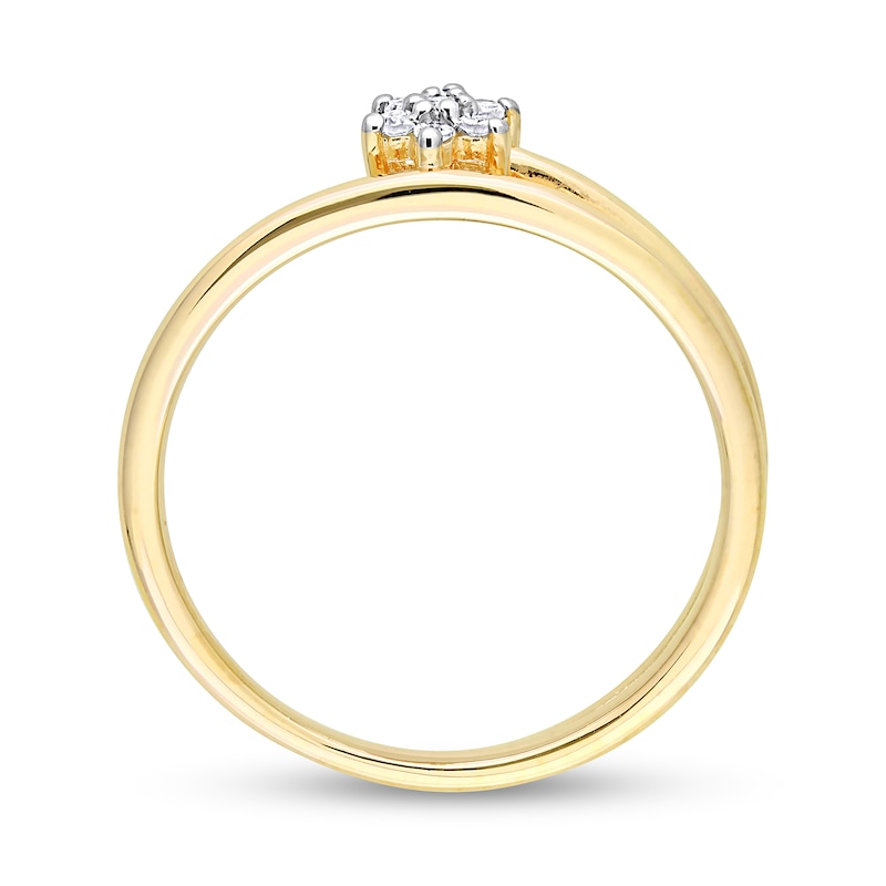 Main Image 5 of 0.07 CT. T.W. Diamond Flower Promise Ring in Sterling Silver with Yellow Rhodium