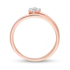 Thumbnail Image 5 of 0.07 CT. T.W. Diamond Bypass Flower Promise Ring in Sterling Silver with Rose Rhodium