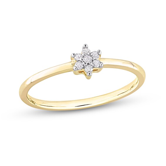 0.07 CT. T.W. Diamond Trio Station Ring in Sterling Silver with Yellow Rhodium
