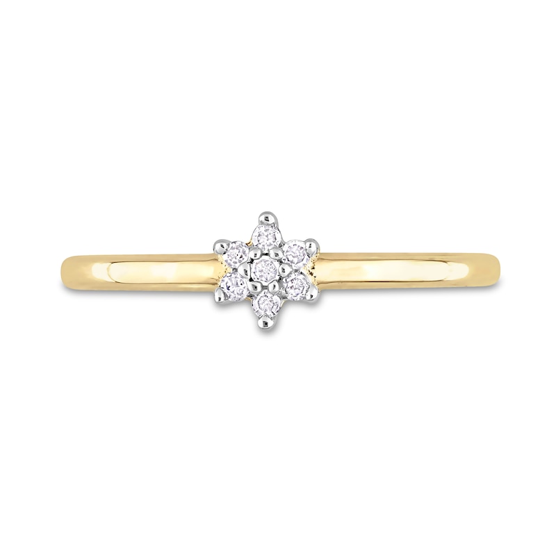 0.07 CT. T.W. Diamond Trio Station Ring in Sterling Silver with Yellow Rhodium