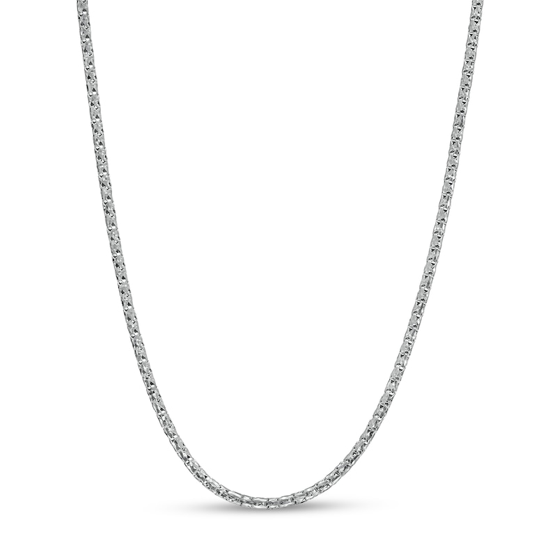 Main Image 1 of 1.2mm Diamond-Cut Round Box Chain Necklace in Hollow 14K White Gold - 18"