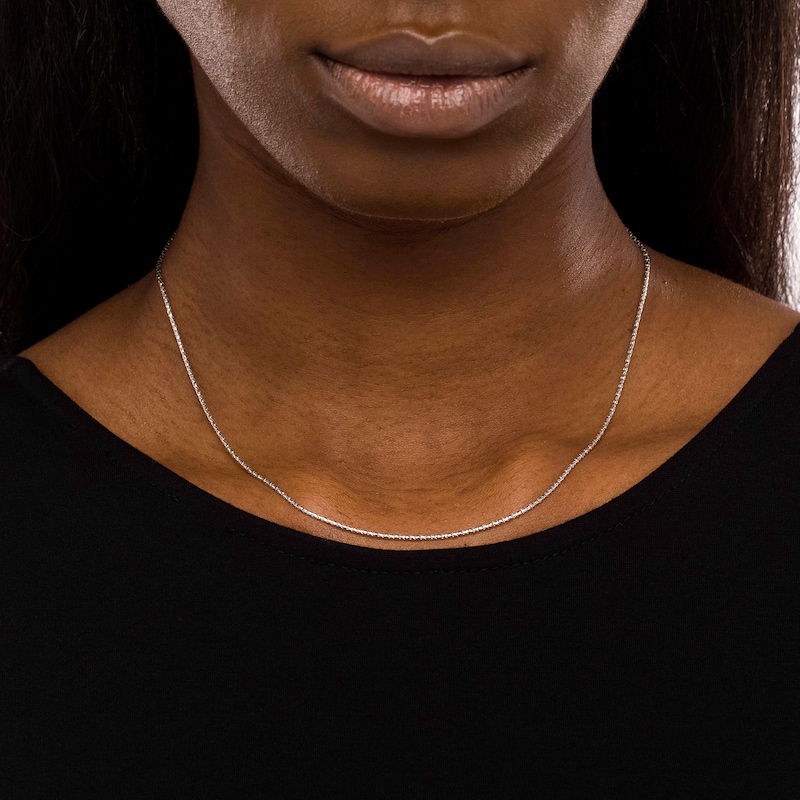 Main Image 2 of 1.2mm Diamond-Cut Round Box Chain Necklace in Hollow 14K White Gold - 18"