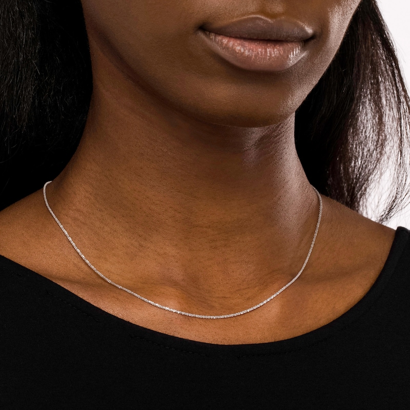 Main Image 2 of 1.25mm Sparkle Chain Necklace in Hollow 14K White Gold - 18"