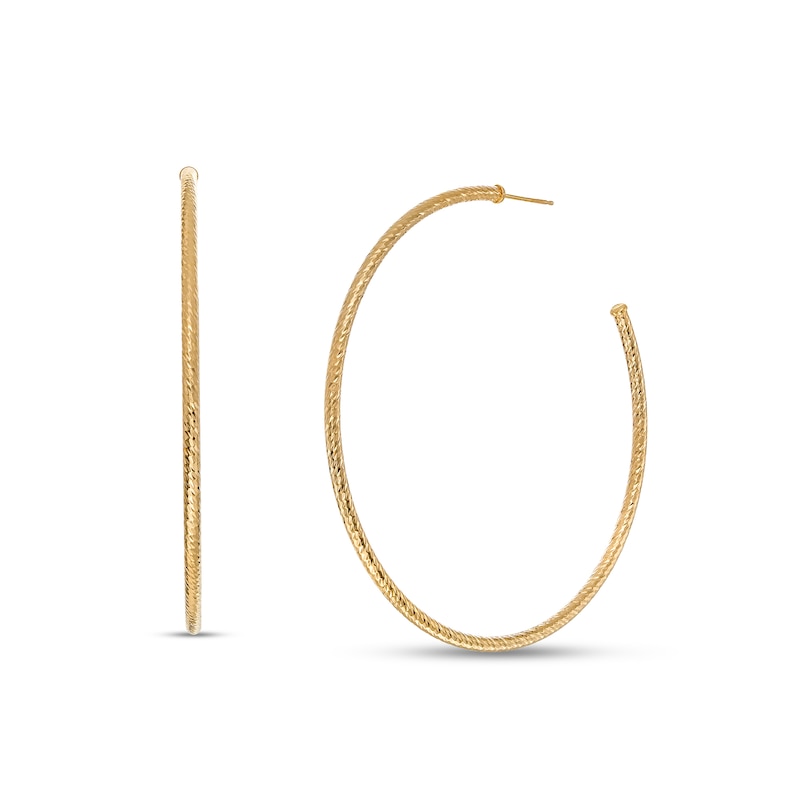 Main Image 1 of 60.0mm Diamond-Cut Hoop Earrings in 14K Gold