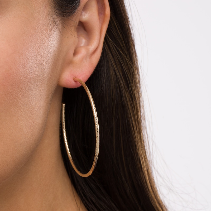 Main Image 2 of 60.0mm Diamond-Cut Hoop Earrings in 14K Gold