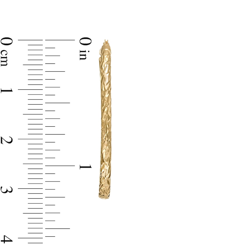 Main Image 3 of 30.0mm Diamond-Cut Inside-Out Tube Oval Hoop Earrings in Hollow 10K Gold