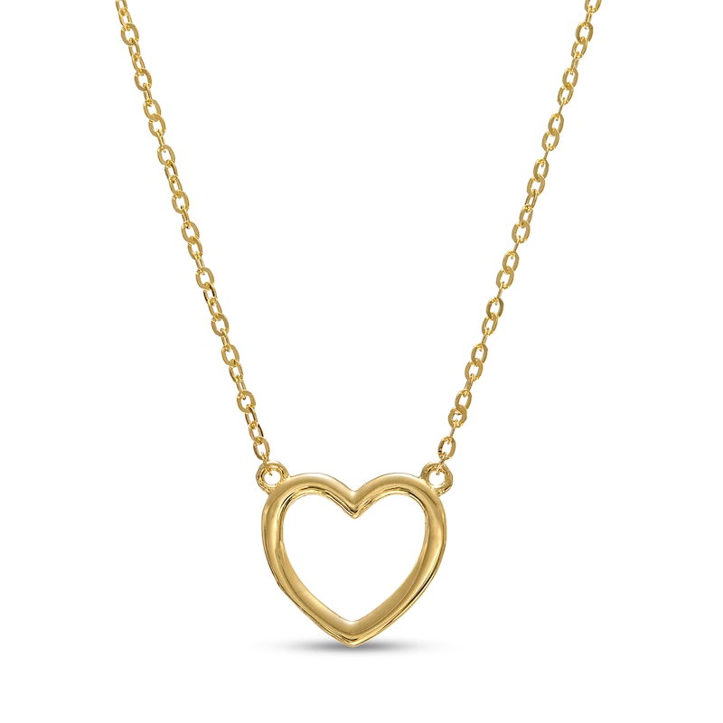 Puff Heart Outline Necklace in 10K Gold