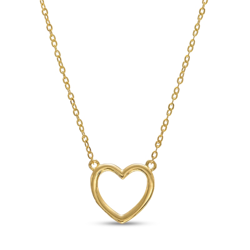 Puff Heart Outline Necklace in 10K Gold