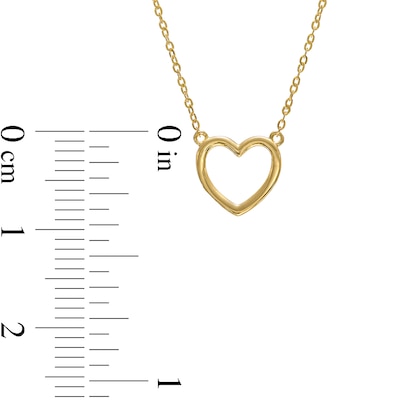 Puff Heart Outline Necklace in 10K Gold