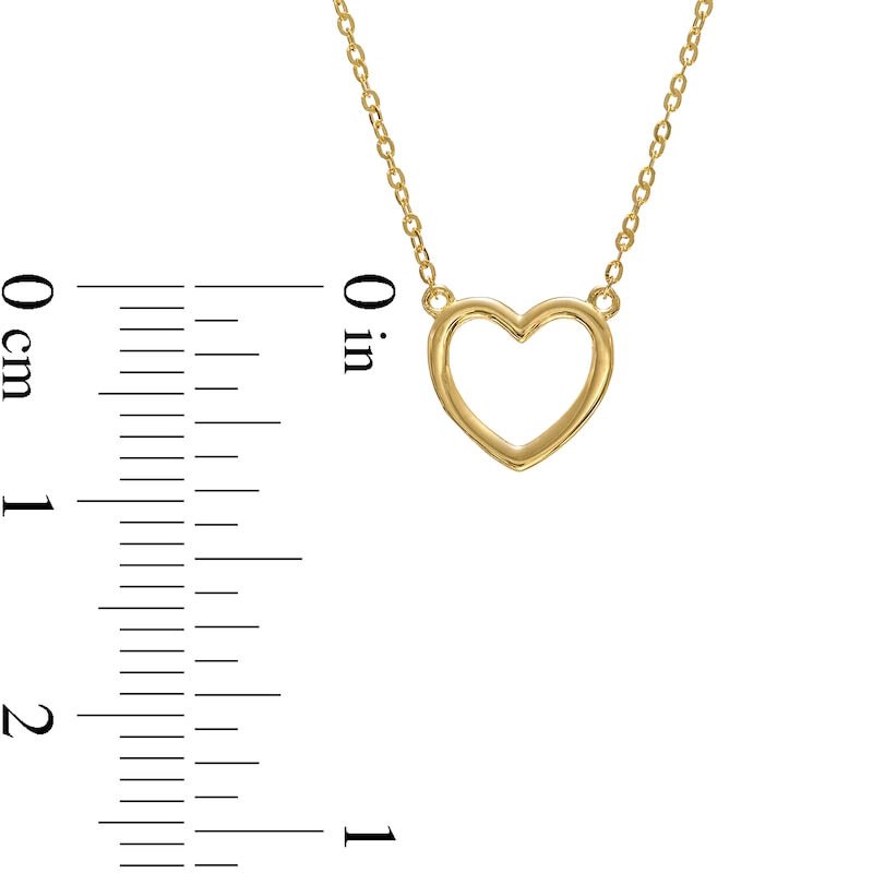 Puff Heart Outline Necklace in 10K Gold