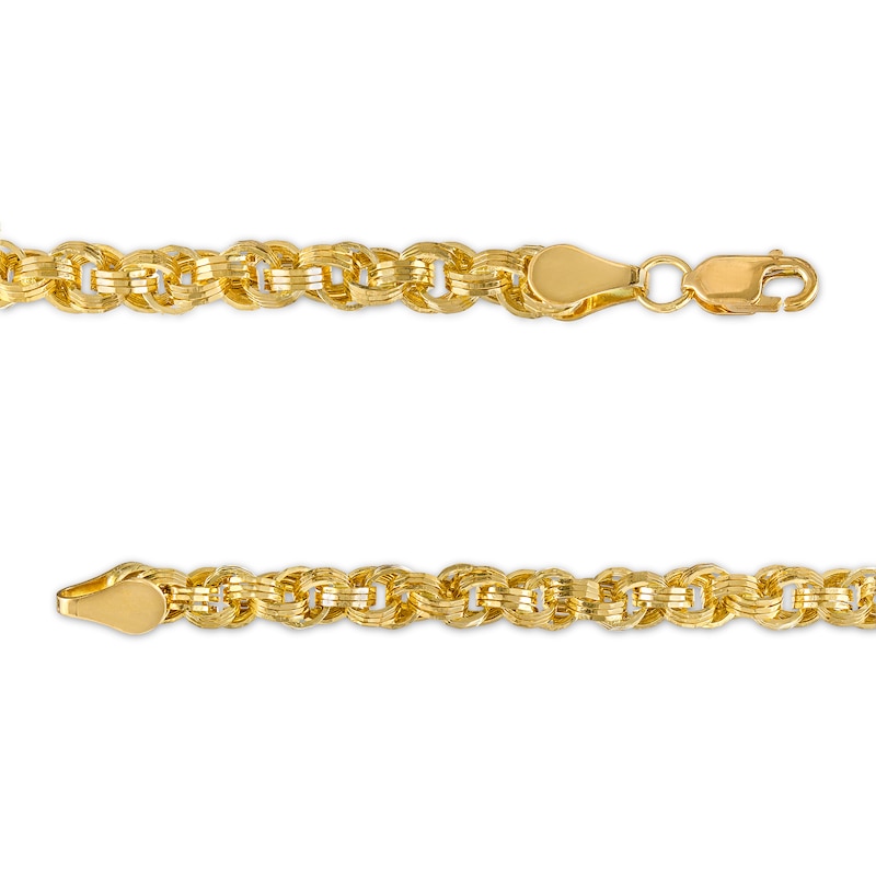 Main Image 3 of 4.15mm Interlocking Triple Row Link Chain Bracelet in Hollow 14K Gold - 7.25"