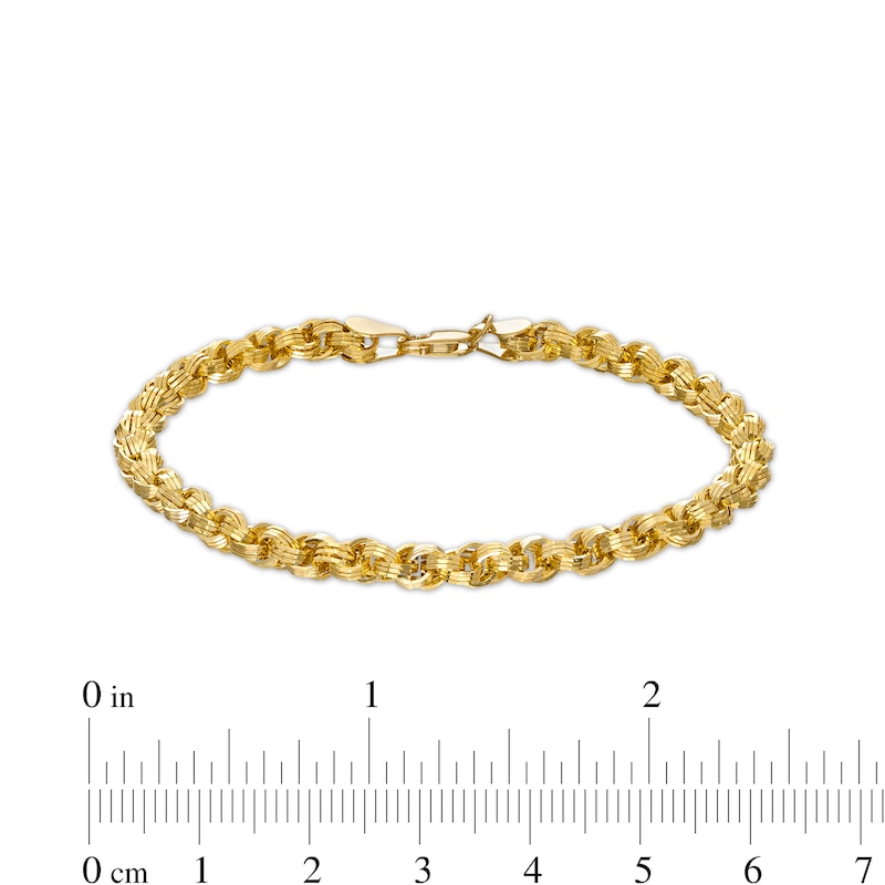 Main Image 4 of 4.15mm Interlocking Triple Row Link Chain Bracelet in Hollow 14K Gold - 7.25"
