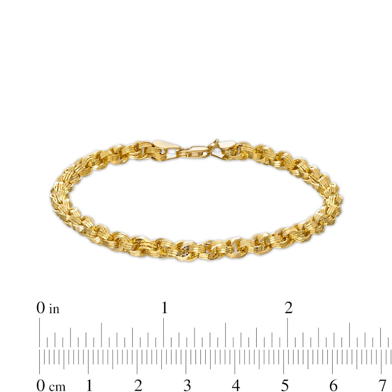 4.15mm Interlocking Triple Row Link Chain Bracelet in Hollow 14K Gold - 7.25"